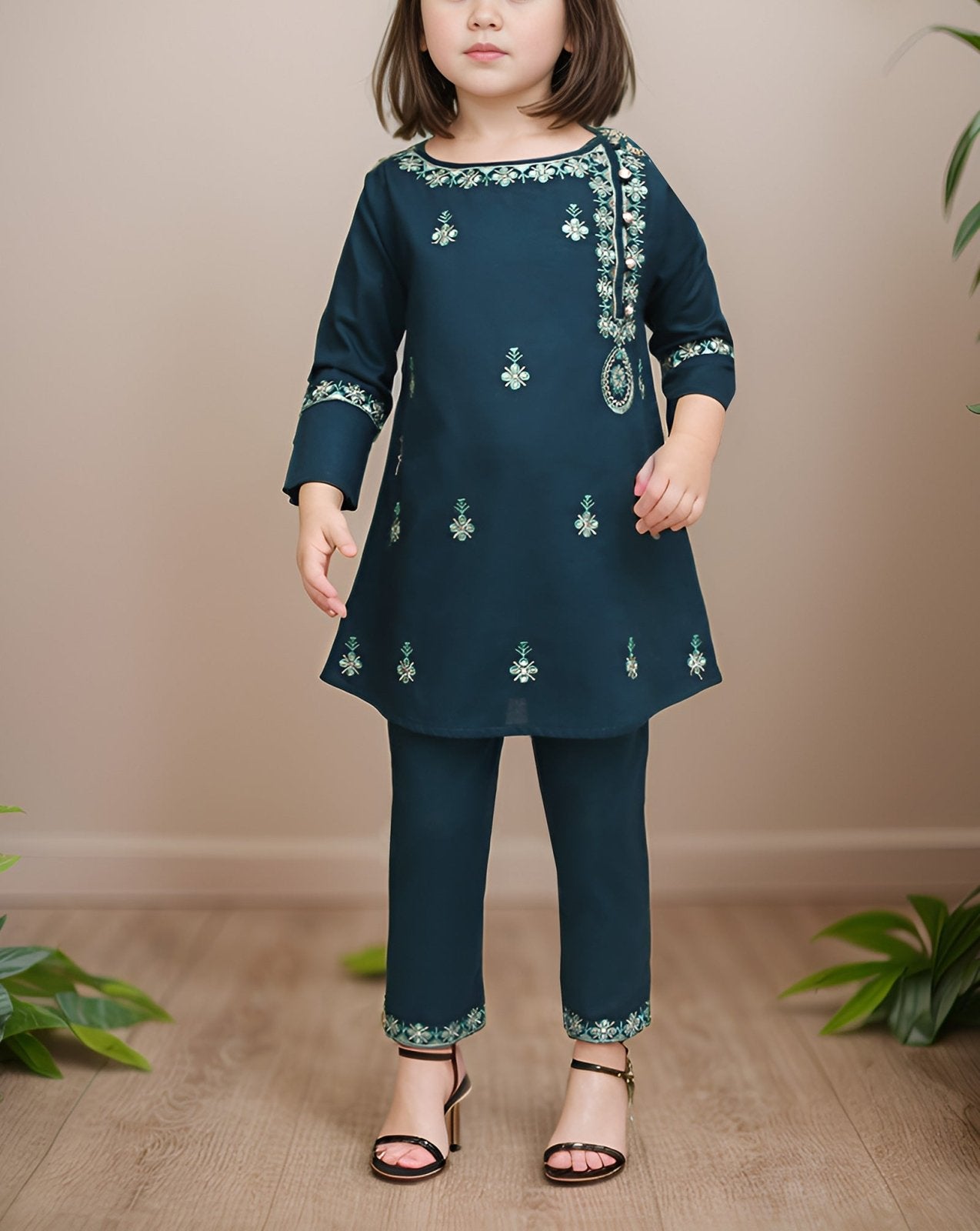 Girls Cotton Embroidered 2 Piece Suit main image 1