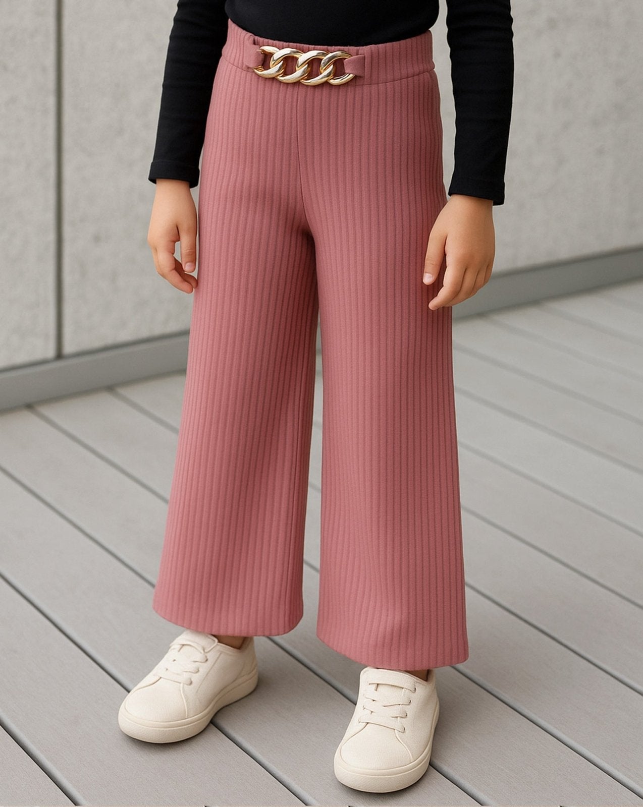 GIRLS DENIM BELL BOTTOM TROUSERS - Polkadots