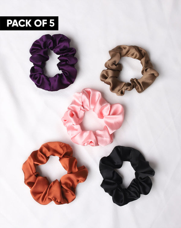 PACK OF 5 PLAIN SCRUNCHIES