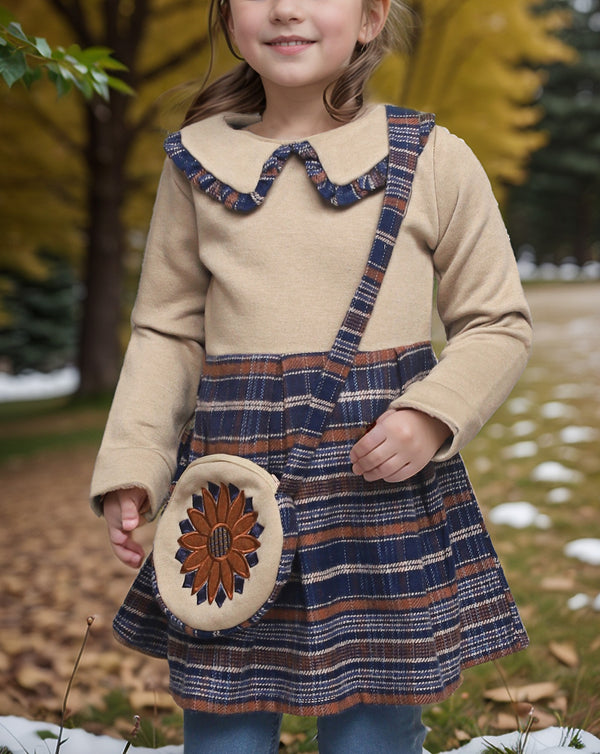 GIRLS CHECKERED TOP WITH BAG