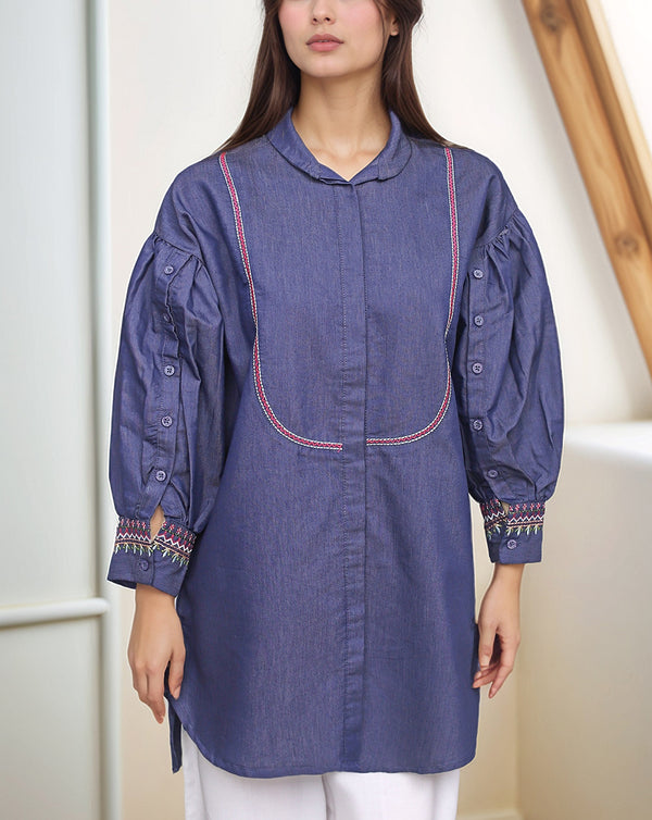 DENIM EMBROIDERED TOP (MINOR FAULT)