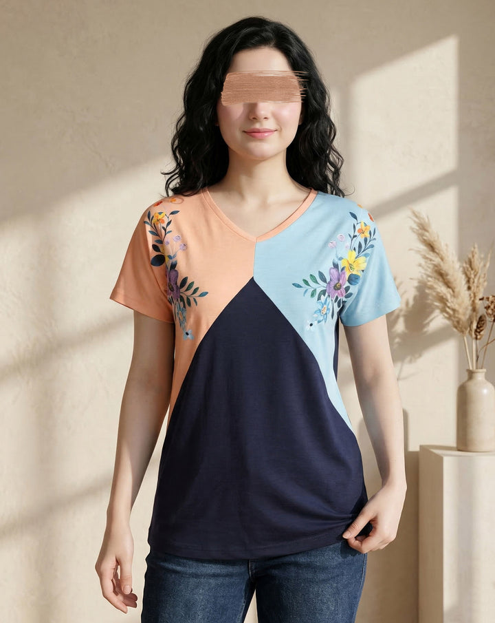 COLOR BLOCKING TOP - Polkadots