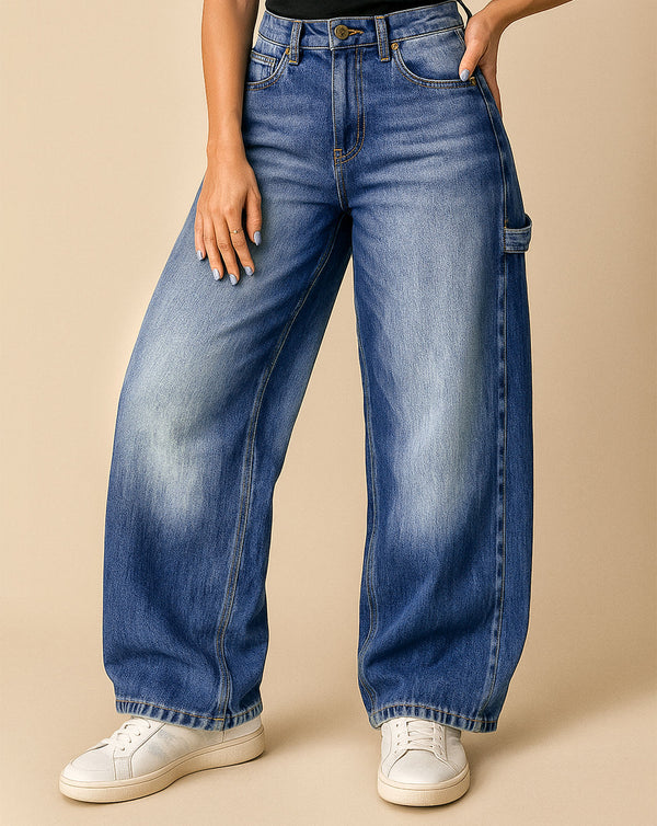 BARREL MID WASH JEANS