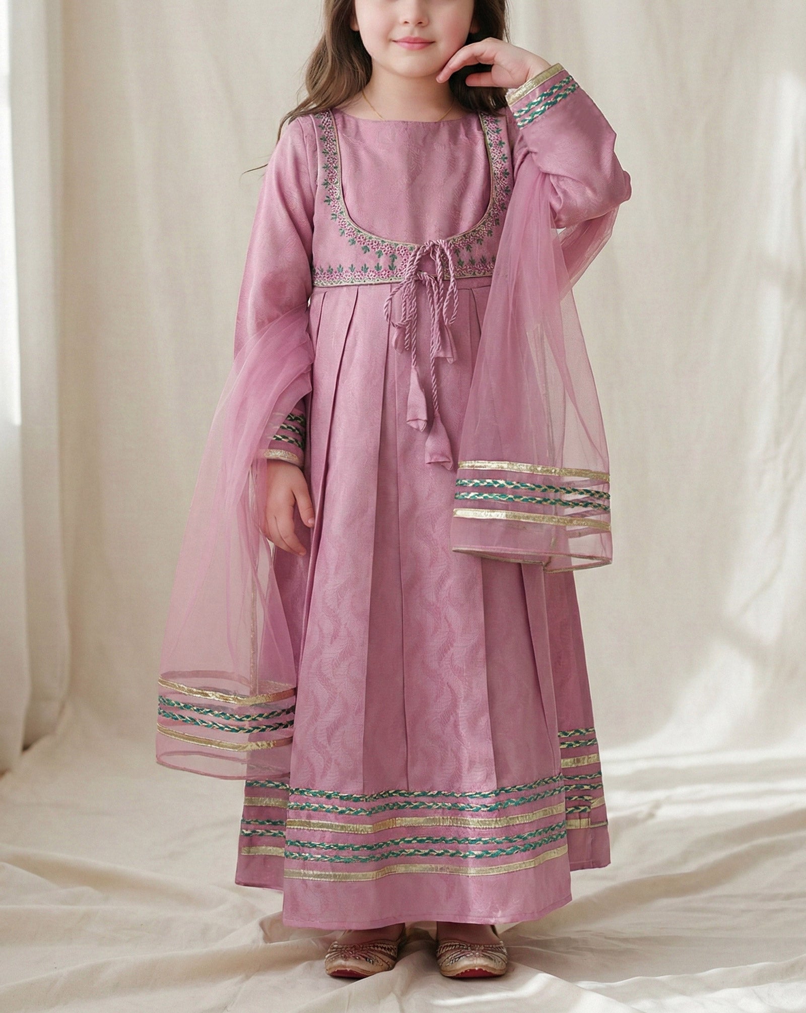 GIRLS PANEL FROCK WITH DUPATTA - Polkadots