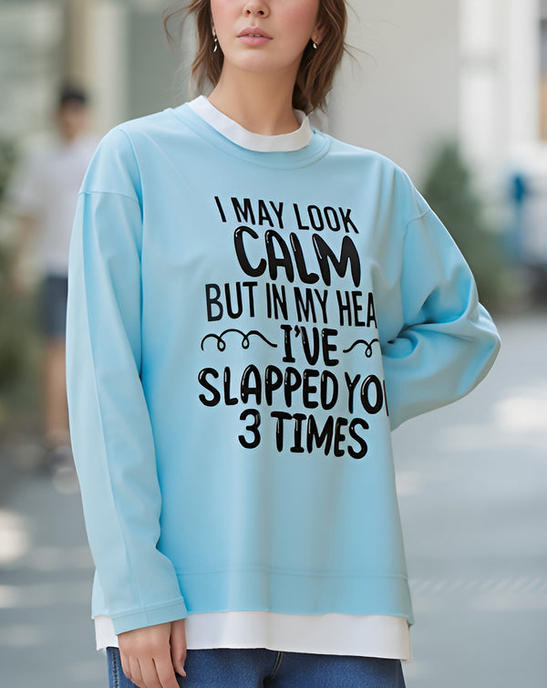 FULL SLEEVES PRINTED T SHIRT (MINOR FAULT)