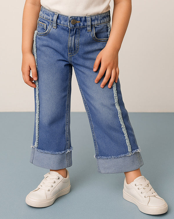 GIRLS FRINGE PANEL JEANS