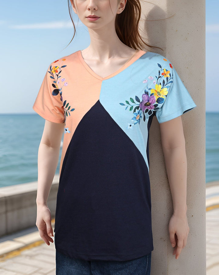  - COLOR BLOCKING TOP - Polkadots - 14248HG-225051 - COLOR BLOCKING TOP - 