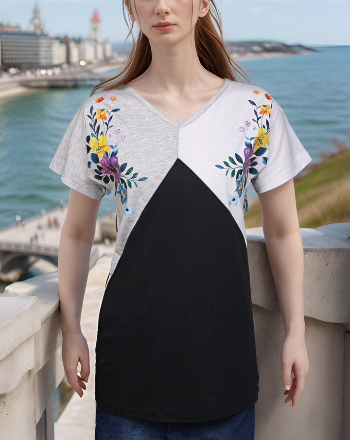  - COLOR BLOCKING TOP - Polkadots - 14248HG-225048 - COLOR BLOCKING TOP - 