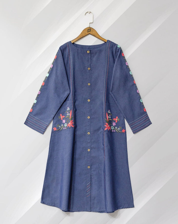 DENIM EMBROIDERED TOP (MINOR FAULT) - Polkadots - 13284HG-208994 - DENIM EMBROIDERED TOP (MINOR FAULT)