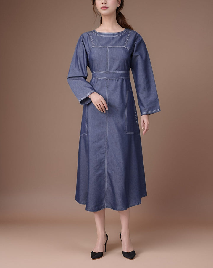 DENIM LONG TOP - Polkadots - 13920MN-220837 - DENIM LONG TOP