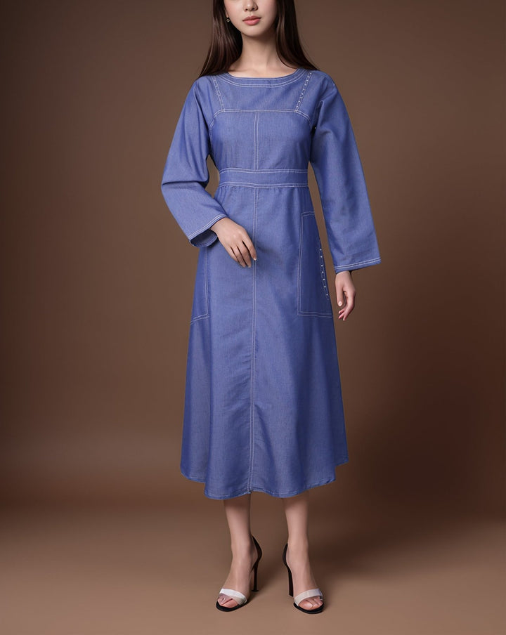 DENIM LONG TOP - Polkadots - 13920MN-220834 - DENIM LONG TOP