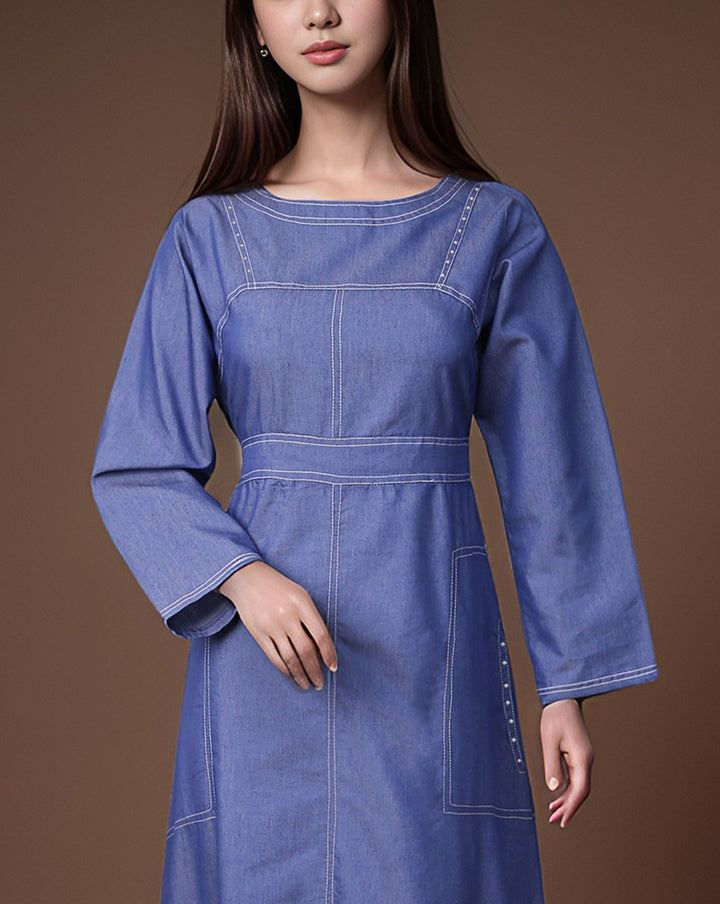 DENIM LONG TOP - Polkadots - 13920MN-220837 - DENIM LONG TOP