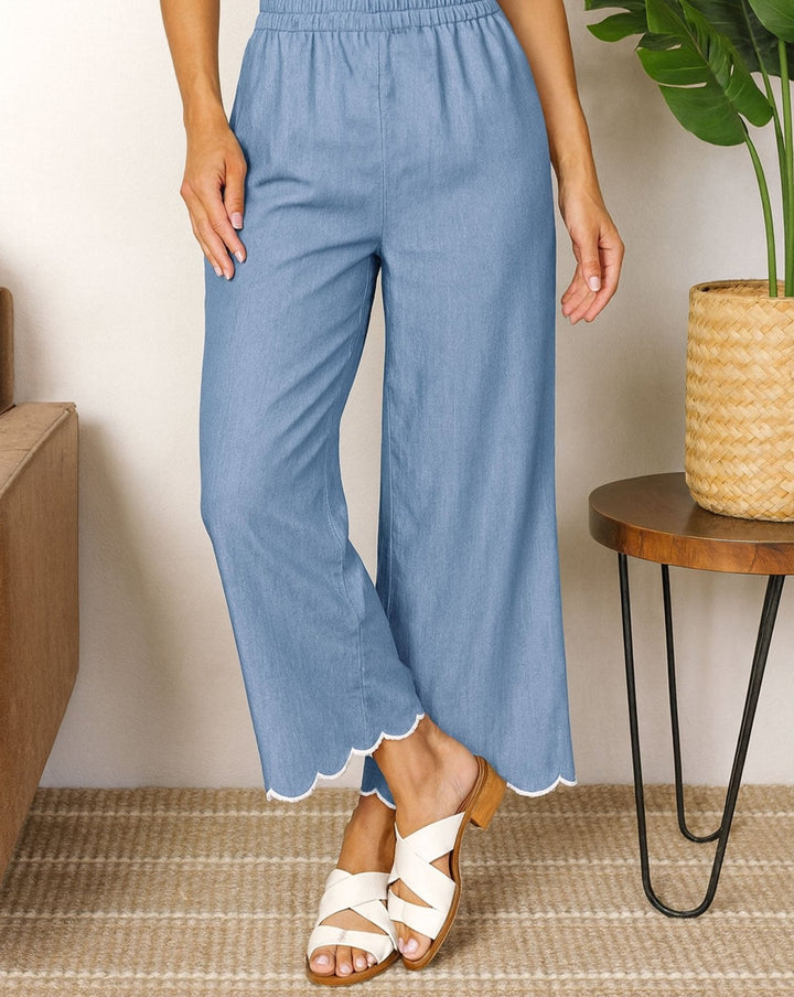 DENIM STRAIGHT PANTS - Polkadots - 10573PD-237249 - DENIM STRAIGHT PANTS