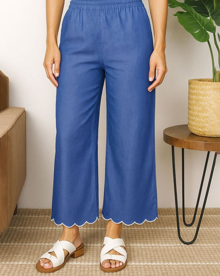 DENIM STRAIGHT PANTS - Polkadots - 10573PD-204580 - DENIM STRAIGHT PANTS