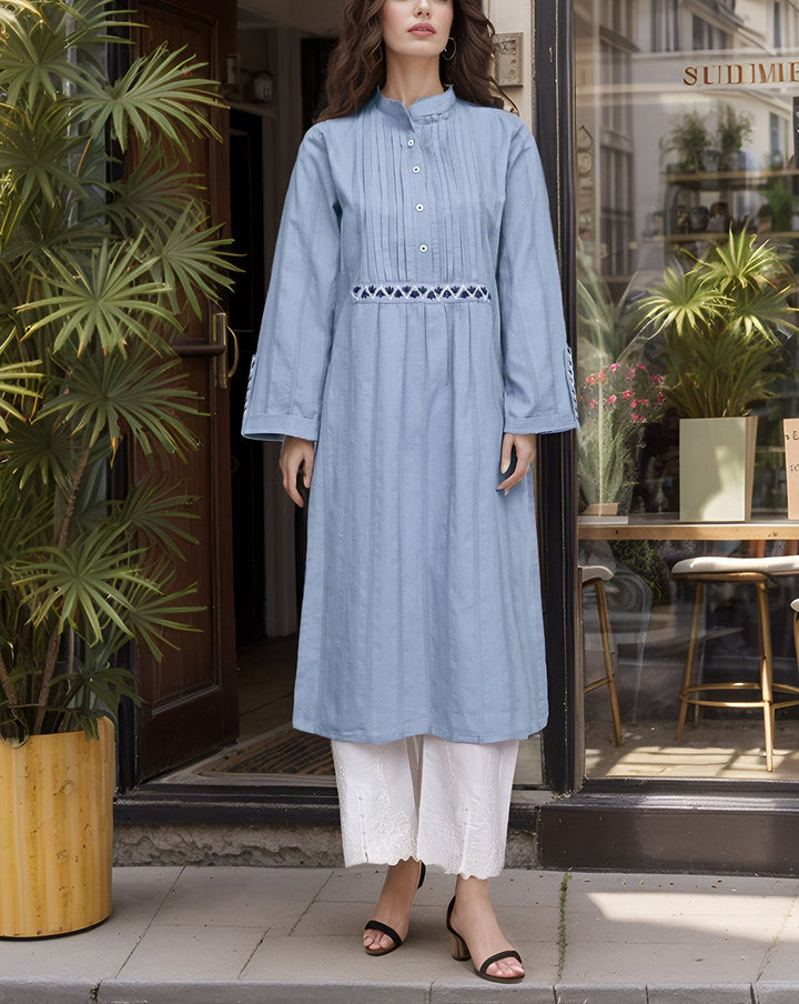 EMBROIDERED KURTI - Polkadots - 14601PD-231009 - EMBROIDERED KURTI