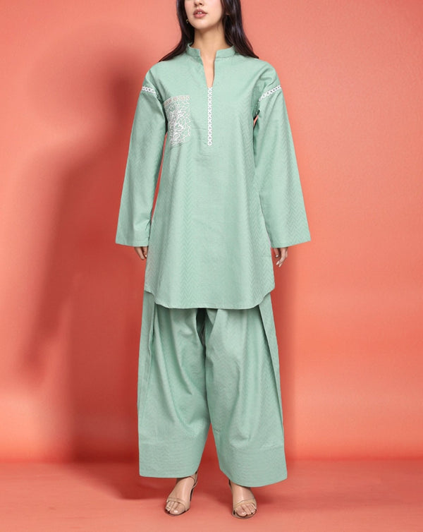 FARSHI SHALWAR 2 PIECE SUIT - Polkadots - 14762QA-233770 - FARSHI SHALWAR 2 PIECE SUIT