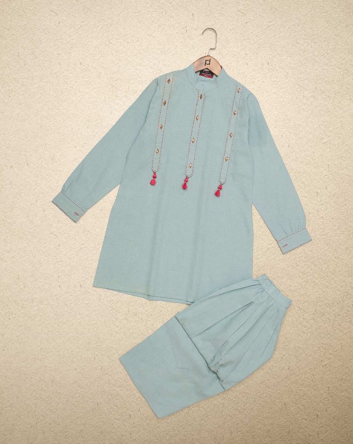 FARSHI SHALWAR 2 PIECE SUIT - Polkadots - 14861AR-235816 - FARSHI SHALWAR 2 PIECE SUIT