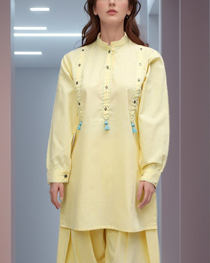 FARSHI SHALWAR 2 PIECE SUIT - Polkadots - 14861AR-235816 - FARSHI SHALWAR 2 PIECE SUIT