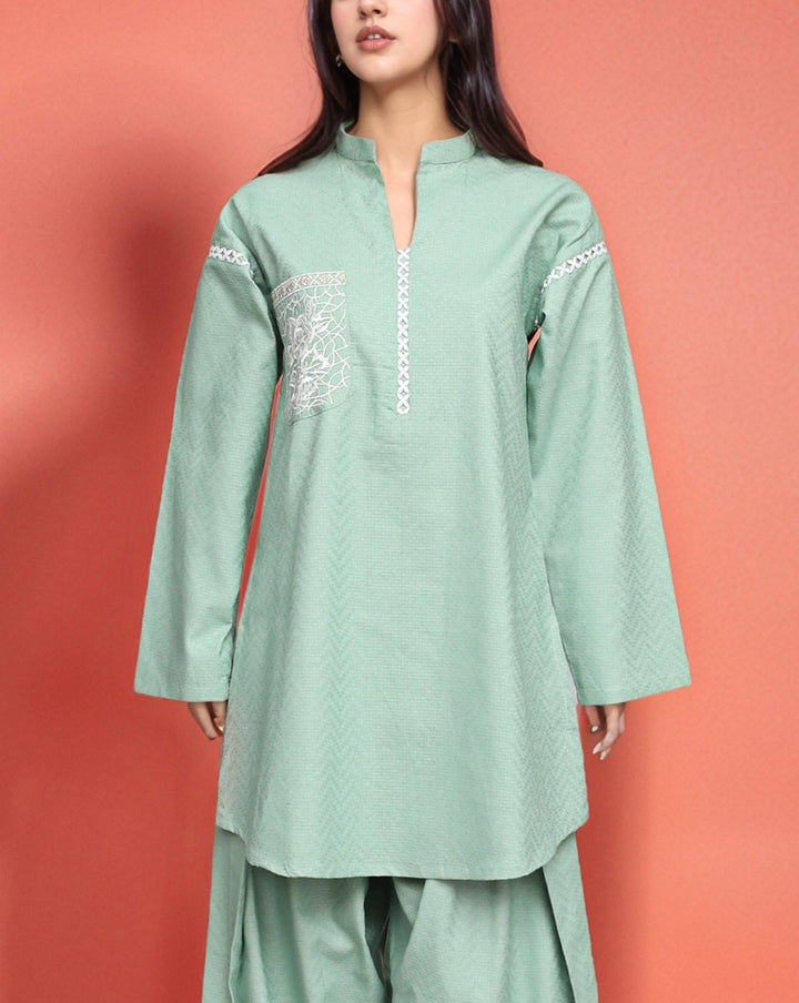 FARSHI SHALWAR 2 PIECE SUIT - Polkadots - 14762QA-233770 - FARSHI SHALWAR 2 PIECE SUIT