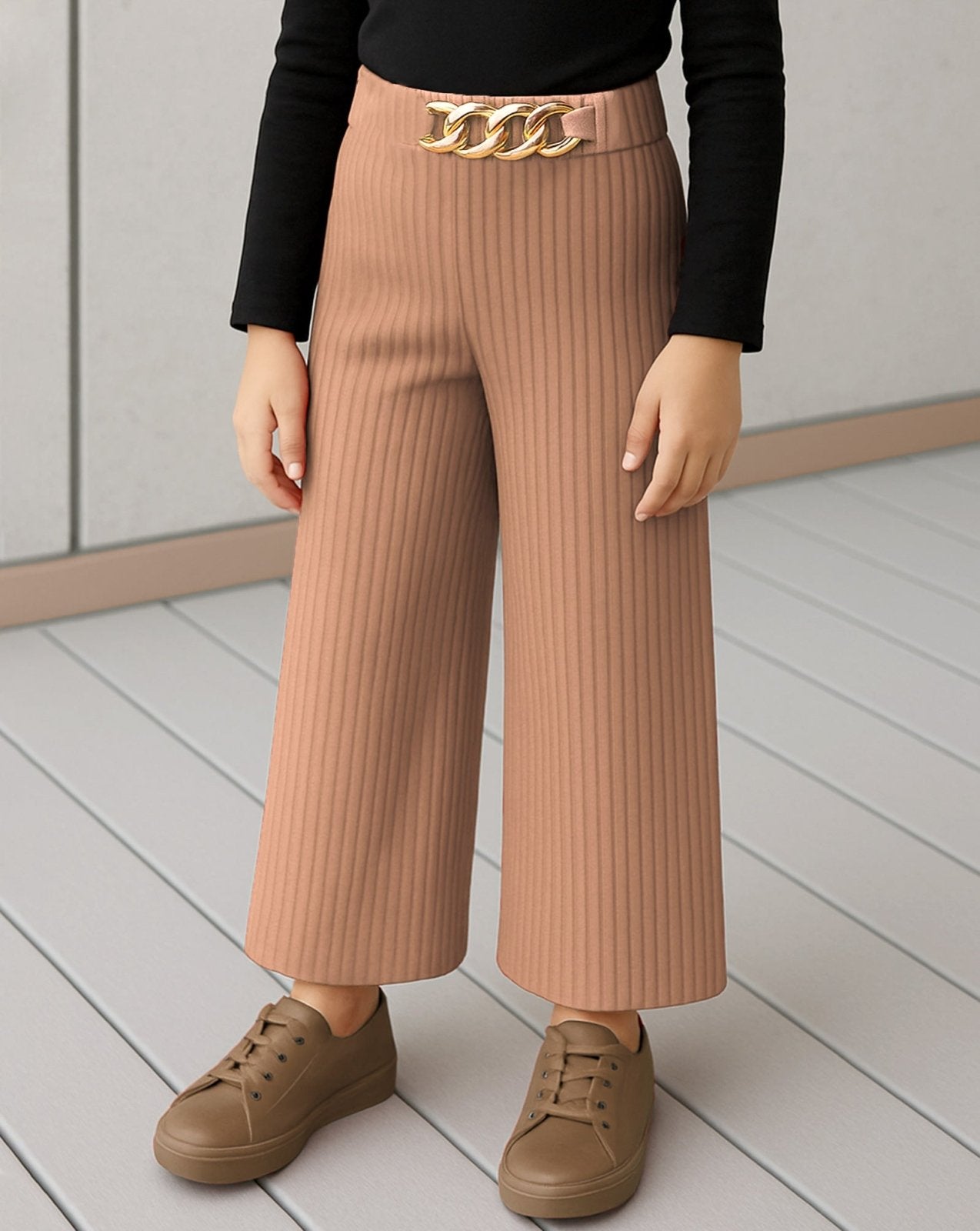 GIRLS DENIM BELL BOTTOM TROUSERS - Polkadots