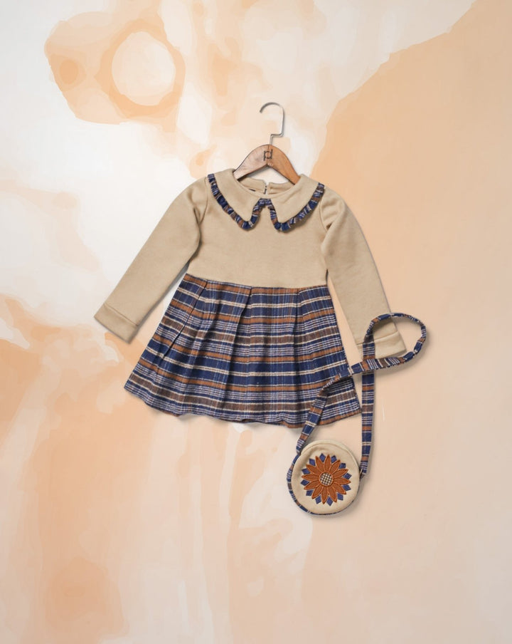 GIRLS CHECKERED TOP WITH BAG - Polkadots - 13917HG2-234244 - GIRLS CHECKERED TOP WITH BAG