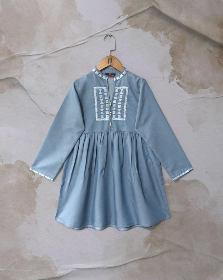 GIRLS DENIM TOP - Polkadots - 13923PG - 220766 - GIRLS DENIM TOP