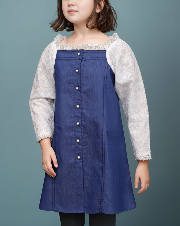 GIRLS DENIM TOP - Polkadots - 13782MN - 218262 - GIRLS DENIM TOP