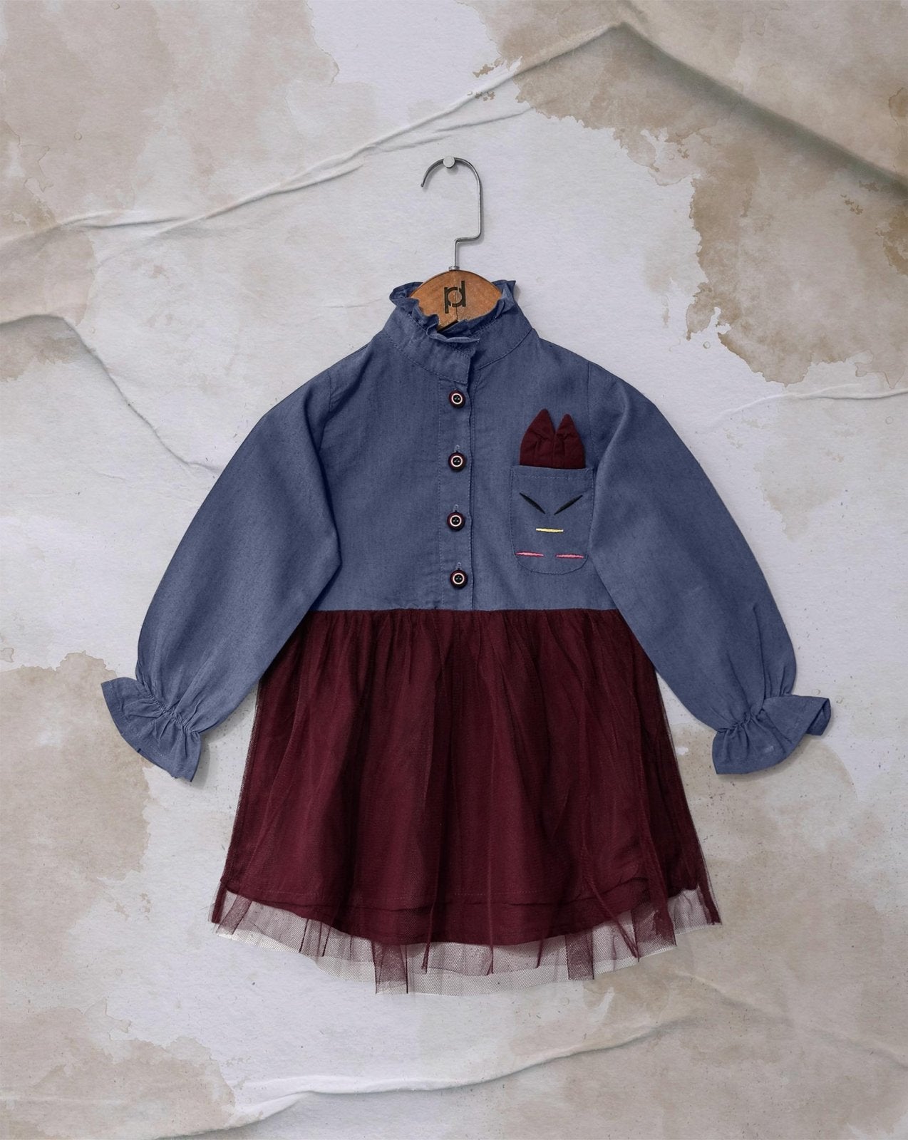 GIRLS DENIM TULLE DRESS Polkadots
