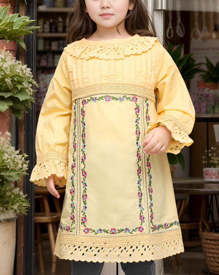  - GIRLS EMBROIDERED KURTI - Polkadots - 14540MN-230105 - GIRLS EMBROIDERED KURTI - 