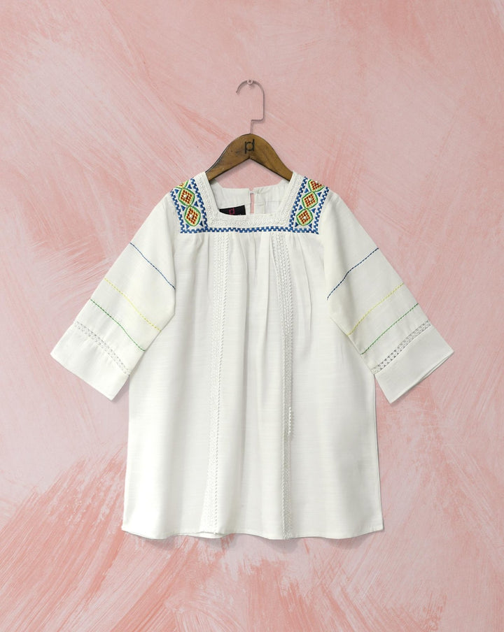 GIRLS EMBROIDERED KURTI (MINOR FAULT) - Polkadots - 11319PD - 065292 - GIRLS EMBROIDERED KURTI (MINOR FAULT)