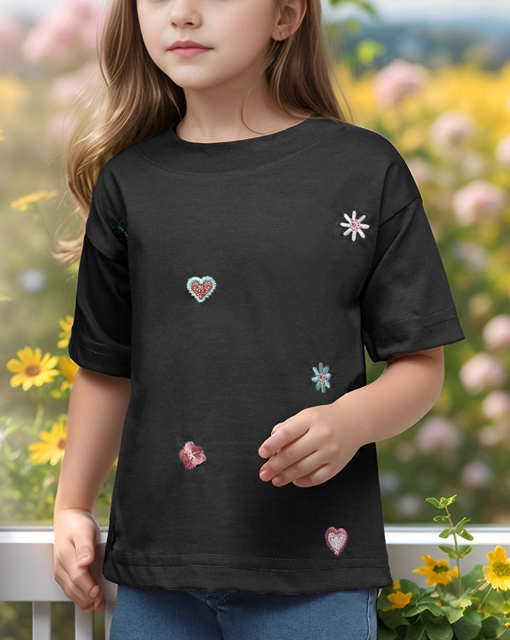  - GIRLS EMBROIDERED T - SHIRT - Polkadots - 14400AY-227466 - GIRLS EMBROIDERED T - SHIRT - 