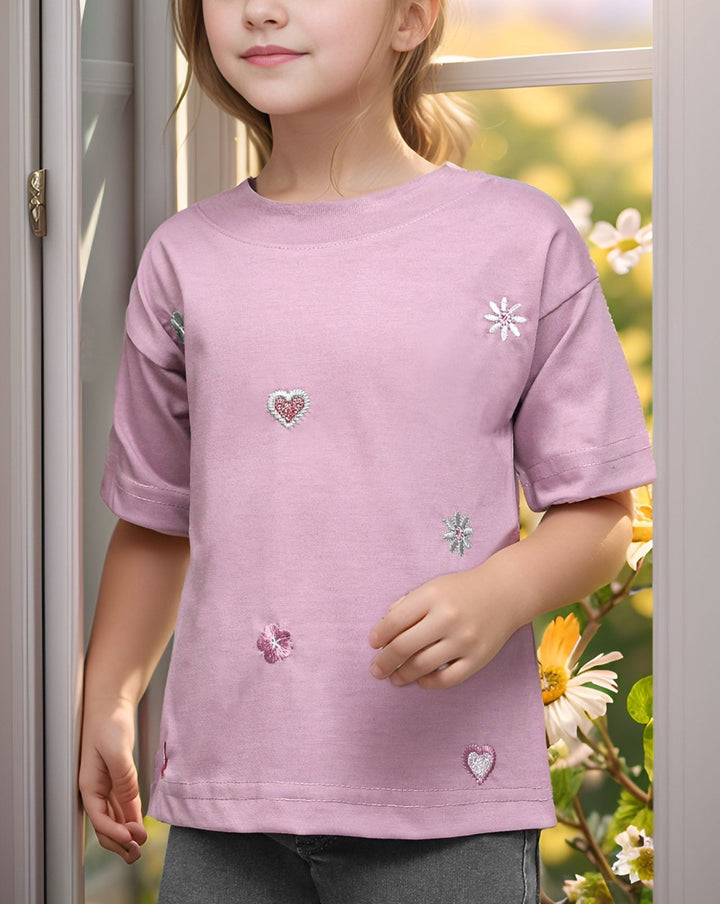  - GIRLS EMBROIDERED T - SHIRT - Polkadots - 14400AY-227471 - GIRLS EMBROIDERED T - SHIRT - 