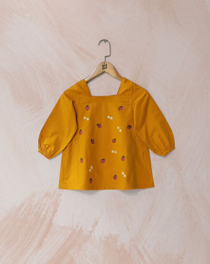 GIRLS EMBROIDERED TOP - Polkadots - 14380PD - 227157 - GIRLS EMBROIDERED TOP