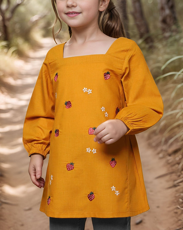 GIRLS EMBROIDERED TOP - Polkadots - 14380PD - 227162 - GIRLS EMBROIDERED TOP