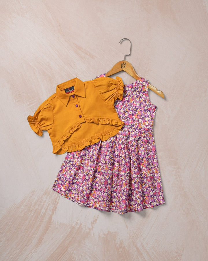 GIRLS FLARE DRESS WITH OVER JACKET - Polkadots - 13397PD2 - 218289 - GIRLS FLARE DRESS WITH OVER JACKET