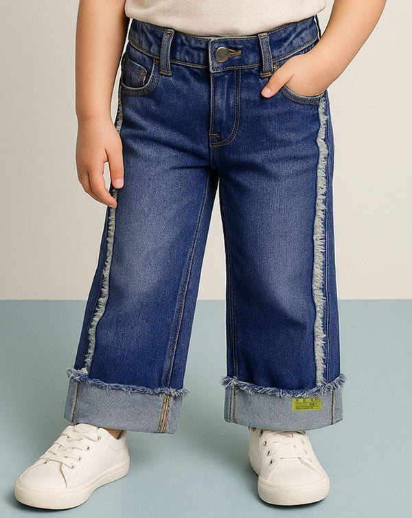GIRLS FRINGE PANEL JEANS - Polkadots - 14784AG-234205 - GIRLS FRINGE PANEL JEANS