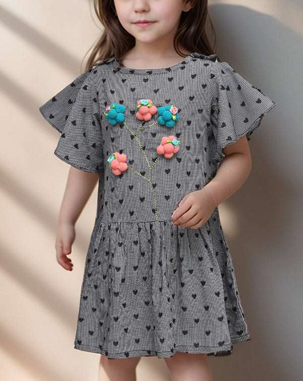 GIRLS PRINTED FROCK - Polkadots - 14702QA-232701 - GIRLS PRINTED FROCK