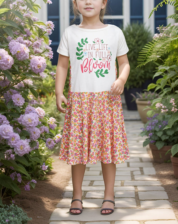 GIRLS PRINTED FROCK - Polkadots - 14685PD-232349 - GIRLS PRINTED FROCK