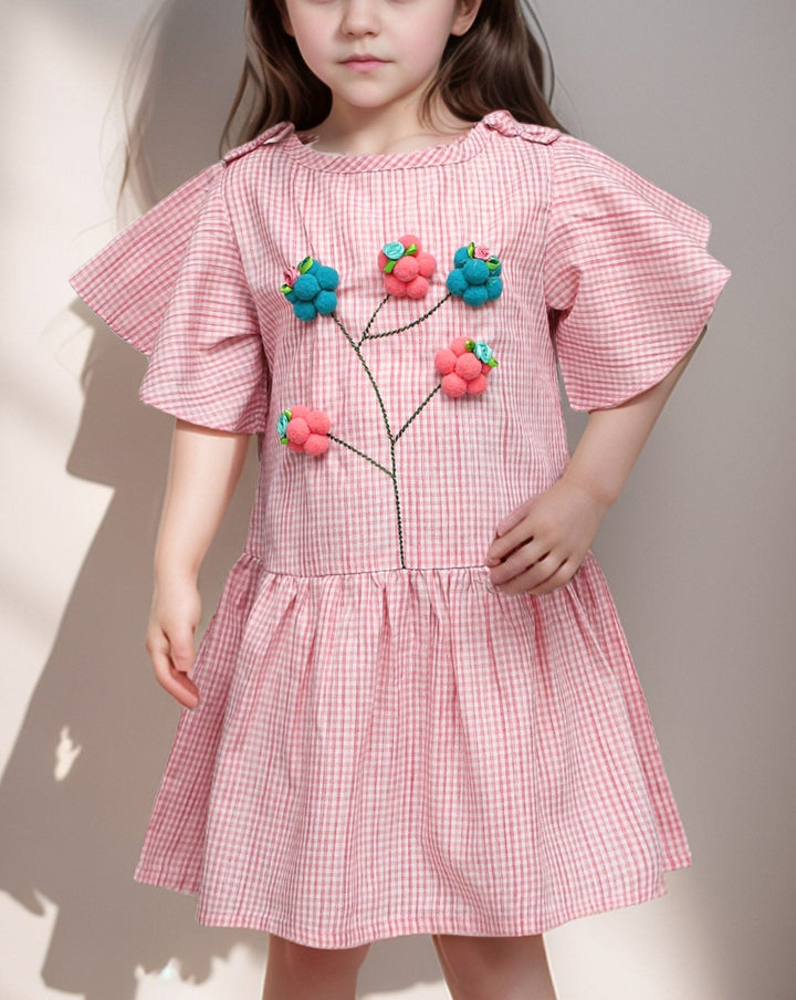 GIRLS PRINTED FROCK - Polkadots - 14702QA-232706 - GIRLS PRINTED FROCK