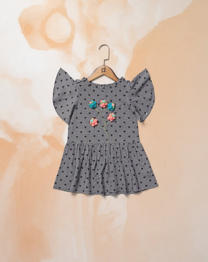 GIRLS PRINTED FROCK - Polkadots - 14702QA-232706 - GIRLS PRINTED FROCK