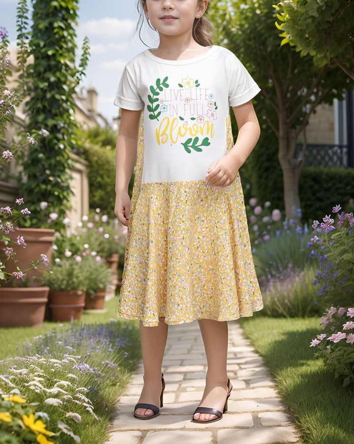 GIRLS PRINTED FROCK - Polkadots - 14685PD-232354 - GIRLS PRINTED FROCK