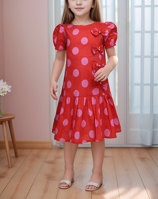  - GIRLS PRINTED FROCK - Polkadots - 14580HG-230789 - GIRLS PRINTED FROCK - 