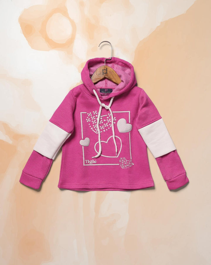 GIRLS PRINTED HOODIE - Polkadots - 14845HG-236565 - GIRLS PRINTED HOODIE