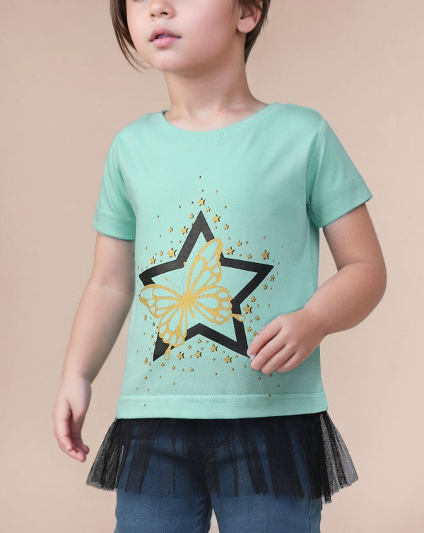 GIRLS PRINTED T - SHIRT - Polkadots - 11915PD - 077995 - GIRLS PRINTED T - SHIRT