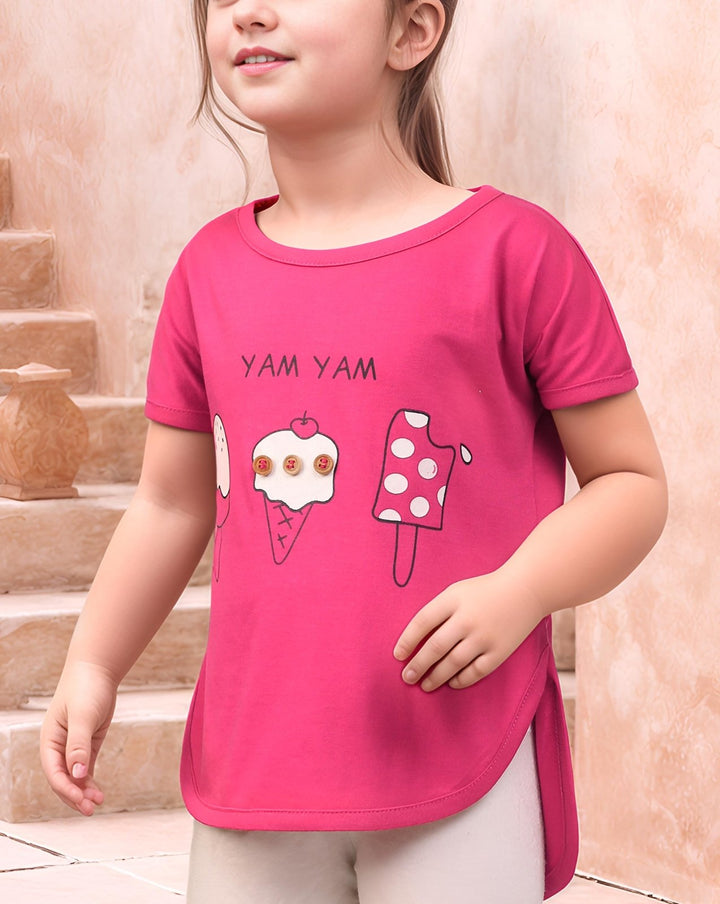  - GIRLS PRINTED T - SHIRT - Polkadots - 13575AY-225943 - GIRLS PRINTED T - SHIRT - 