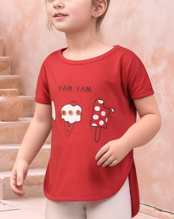  - GIRLS PRINTED T - SHIRT - Polkadots - 13575AY-215544 - GIRLS PRINTED T - SHIRT - 