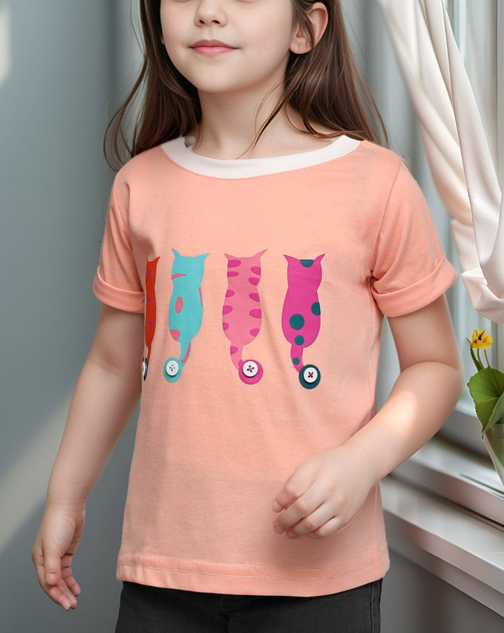  - GIRLS PRINTED T - SHIRT - Polkadots - 14261AY-225218 - GIRLS PRINTED T - SHIRT - 