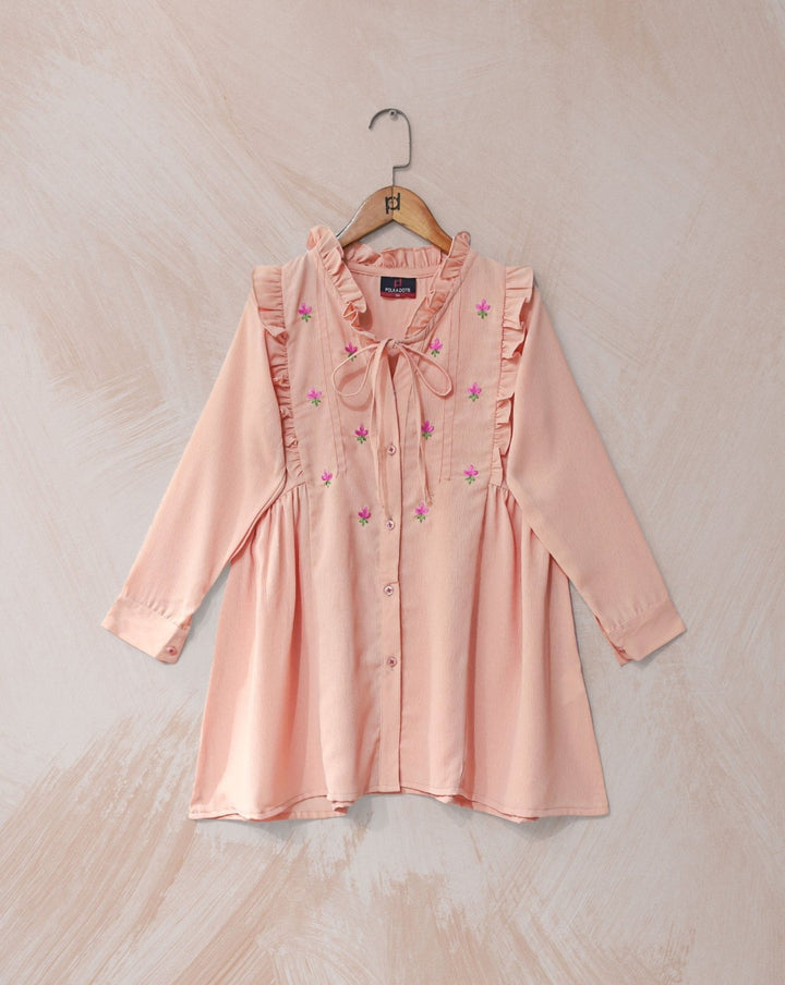 GIRLS RUFFLE TOP - Polkadots - 14406QA - 227734 - GIRLS RUFFLE TOP