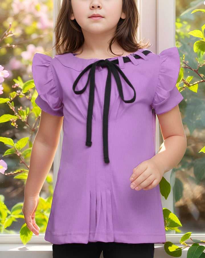  - GIRLS SOLID TOP - Polkadots - 14538PD-230080 - GIRLS SOLID TOP - 