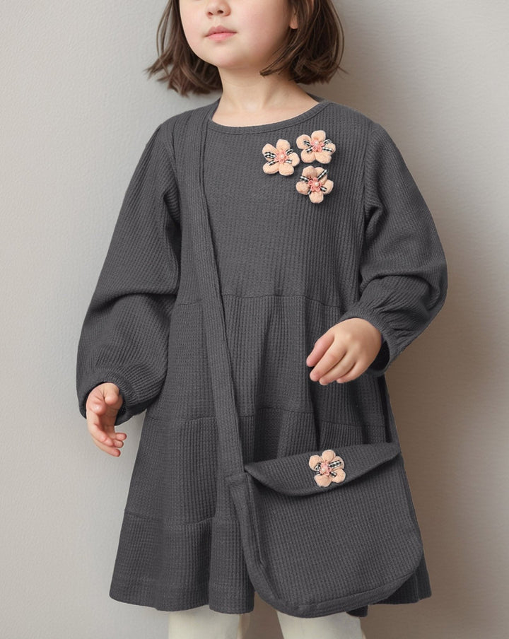 GIRLS SUN DRESS WITH BAG - Polkadots - 12965HG-218029 - GIRLS SUN DRESS WITH BAG